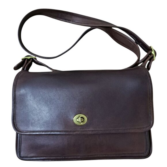 Coach Legacy City Cross Body Bag Women Vintage Made n US Brown Leather Turn Lock - Picture 1 of 14